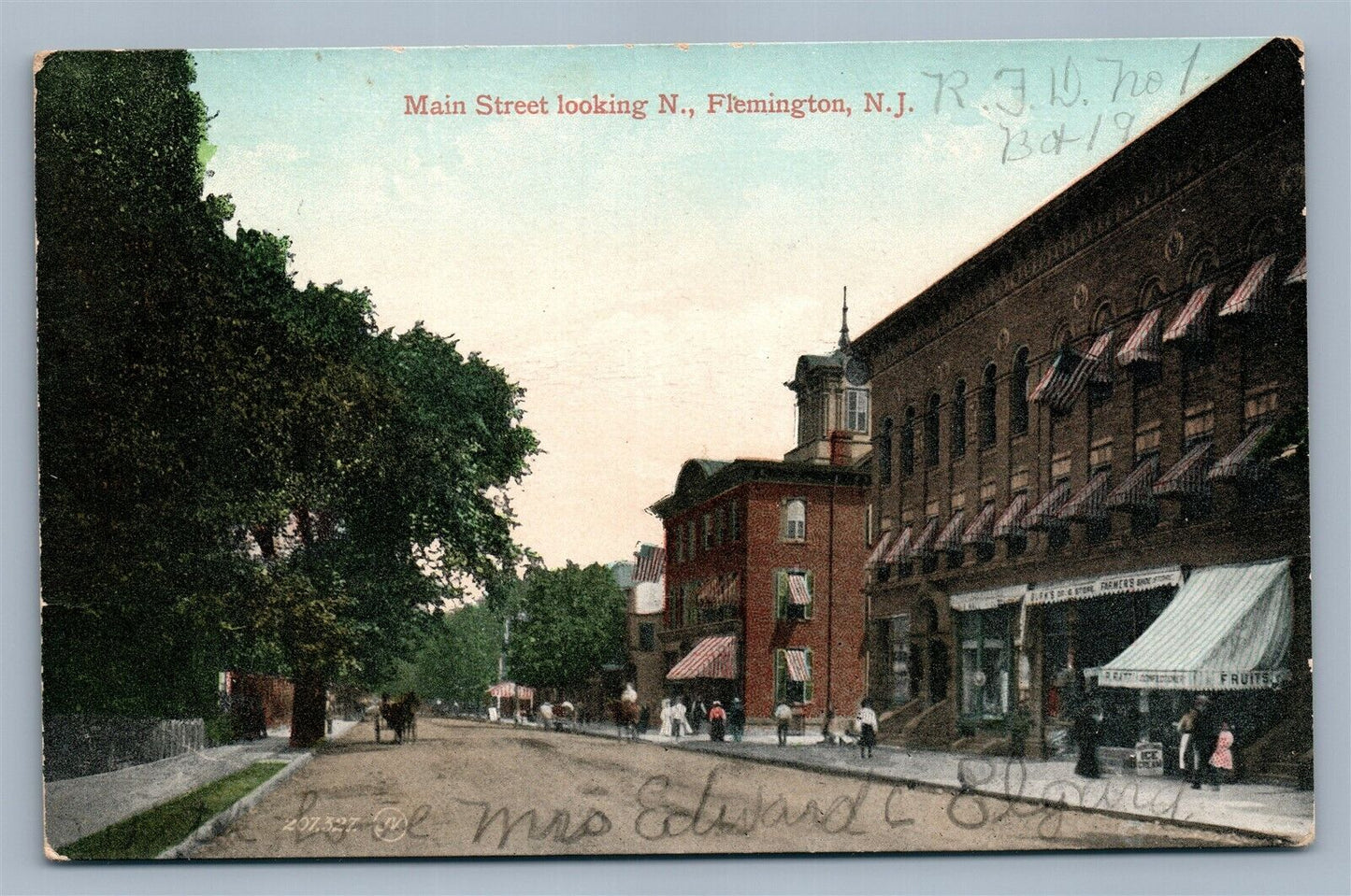 FLEMINGTON NJ MAIN STREET LOOKING NORTH ANTIQUE POSTCARD