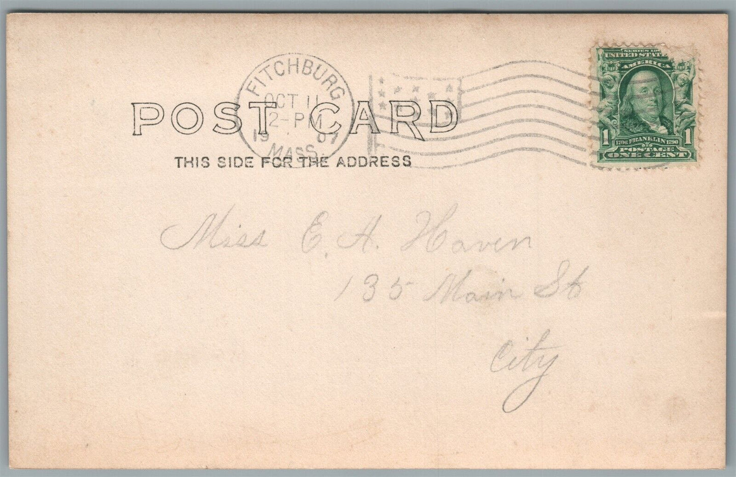 FITCHBURG MA POLICE STATION ANTIQUE REAL PHOTO POSTCARD RPPC
