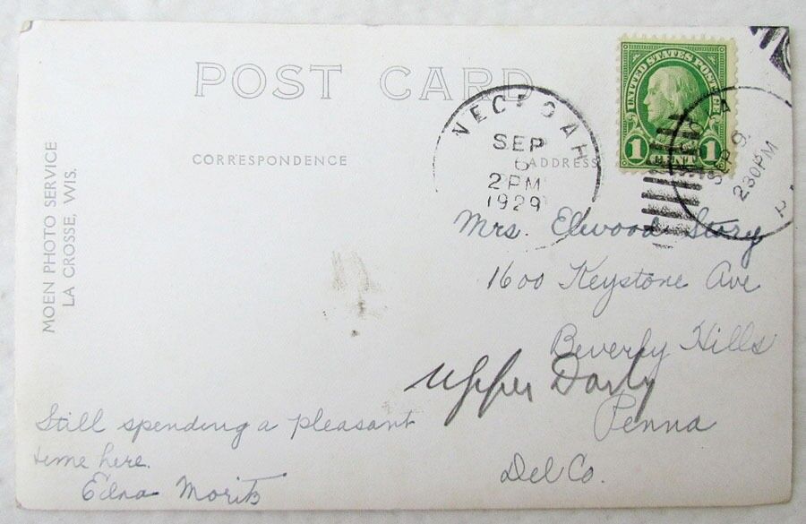 BRIDGE PETEN WELL ROCK NEAR NECEDAH WIS. 1929 VINTAGE REAL PHOTO POSTCARD RPPC