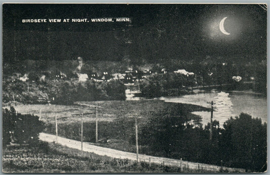 WINDOM MN NIGHT VIEW ANTIQUE POSTCARD