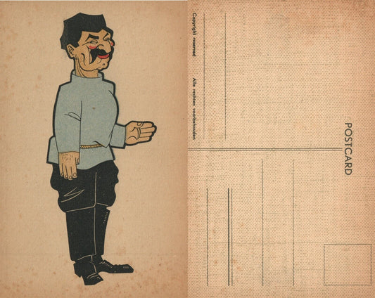 SOVIET RUSSIAN LEADER STALIN VINTAGE COMIC POSTCARD
