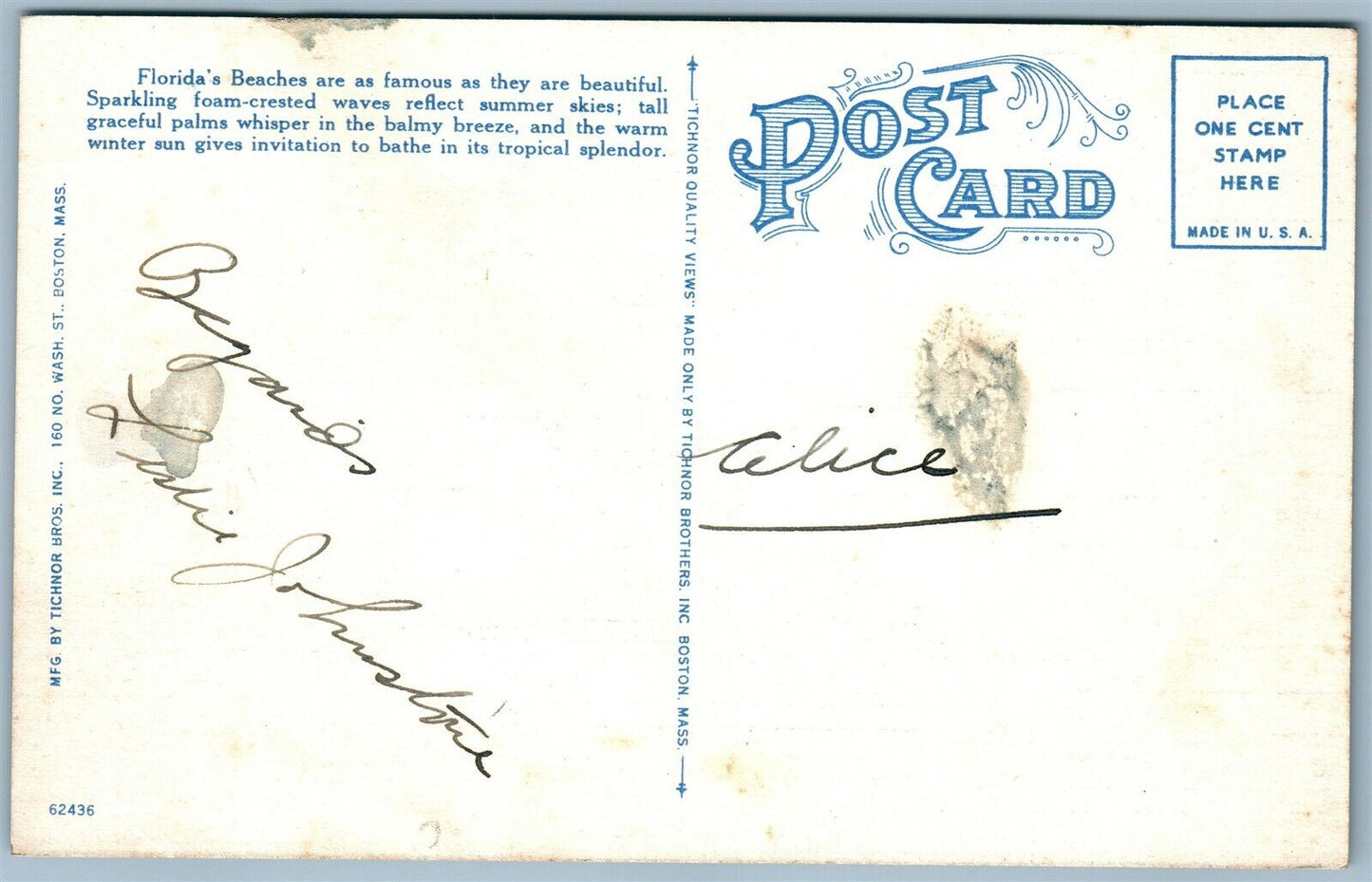 FLORIDA SUN BATHING VINTAGE POSTCARD