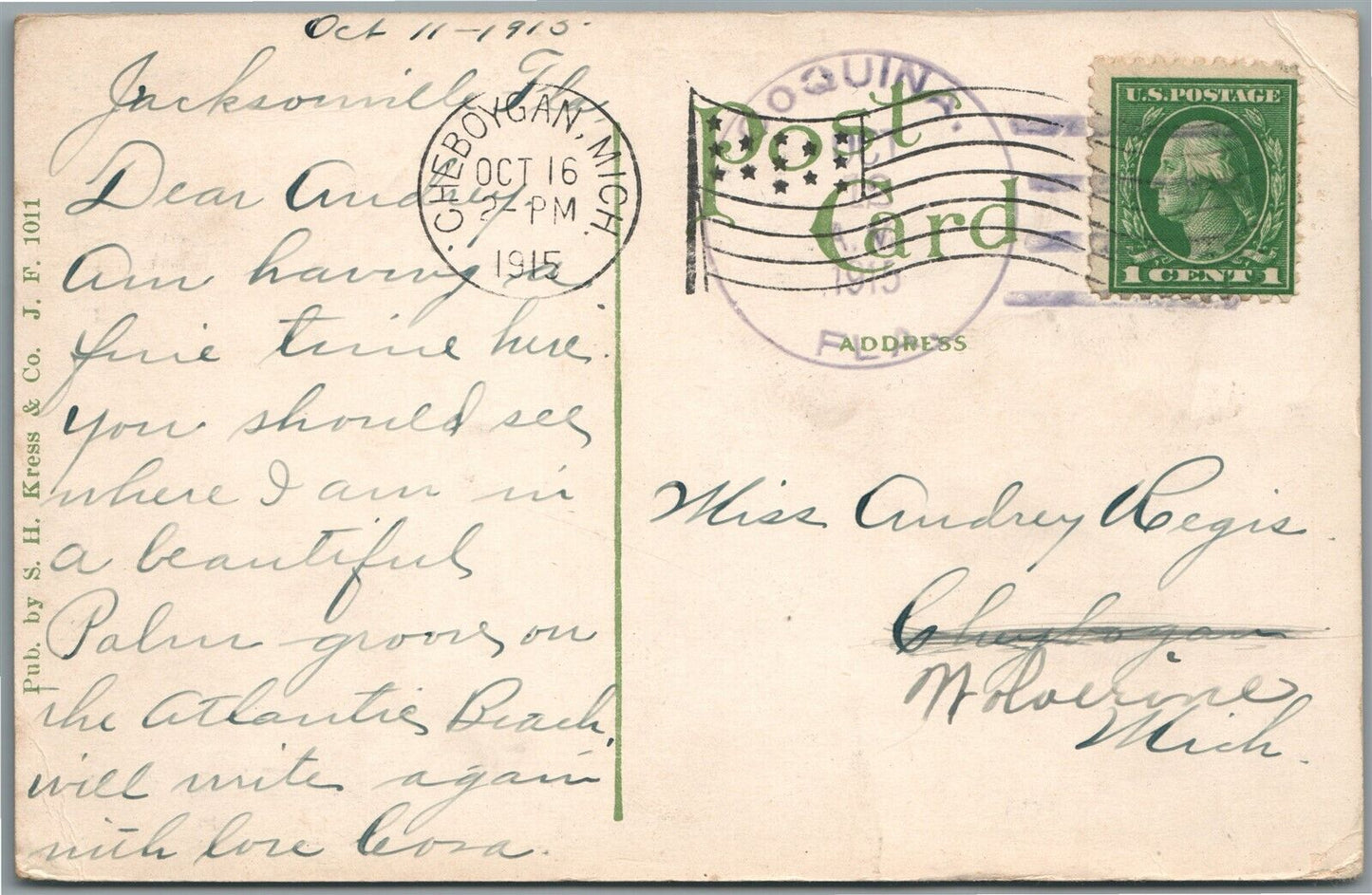 JACKSONVILLE FL MASONIC TEMPLE ANTIQUE POSTCARD