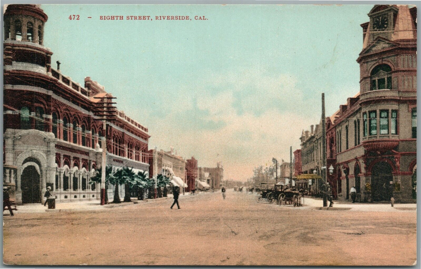 RIVERSIDE CA EIGHTH STREET ANTIQUE POSTCARD