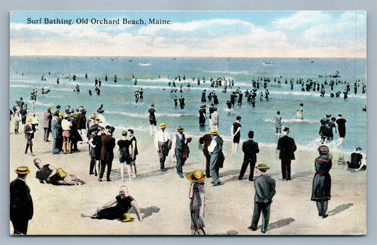 OLD ORCHARD BEACH ME SURF BATHING ANTIQUE POSTCARD
