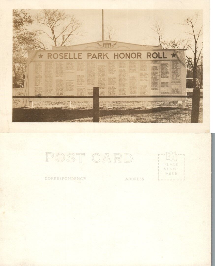 ROSELLE PARK HONOR ROLL N.J. SRPPC REAL PHOTO VINTAGE POSTCARD
