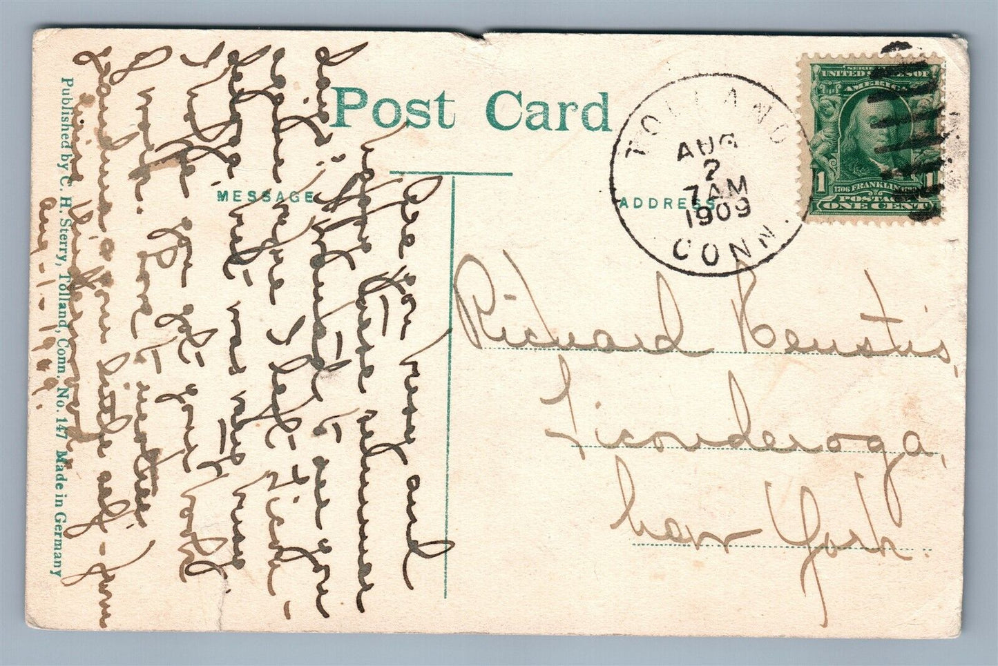 TOLLAND CT STREET NORTH ANTIQUE POSTCARD