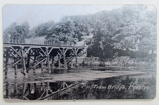VINTAGE BRITISH POSTCARD TRAM BRIDGE PRESTON