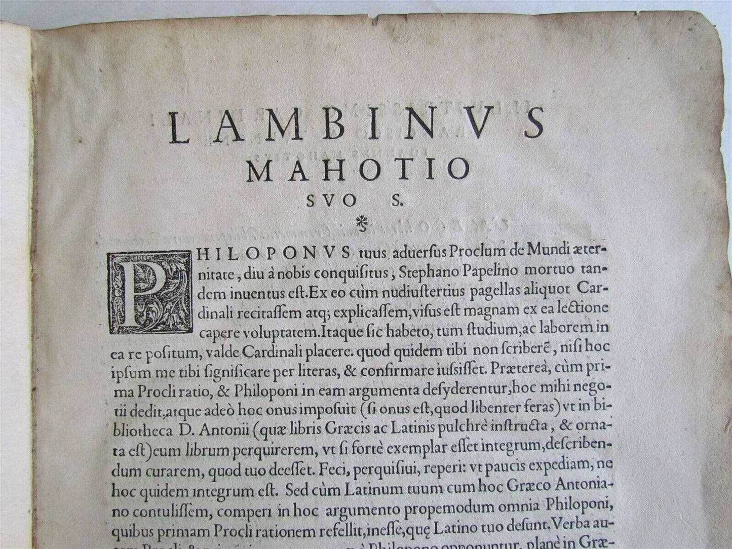 1557 PHILOSOPHY by Philoponus Joannes Grammaticus ANTIQUE FOLIO vellum bound