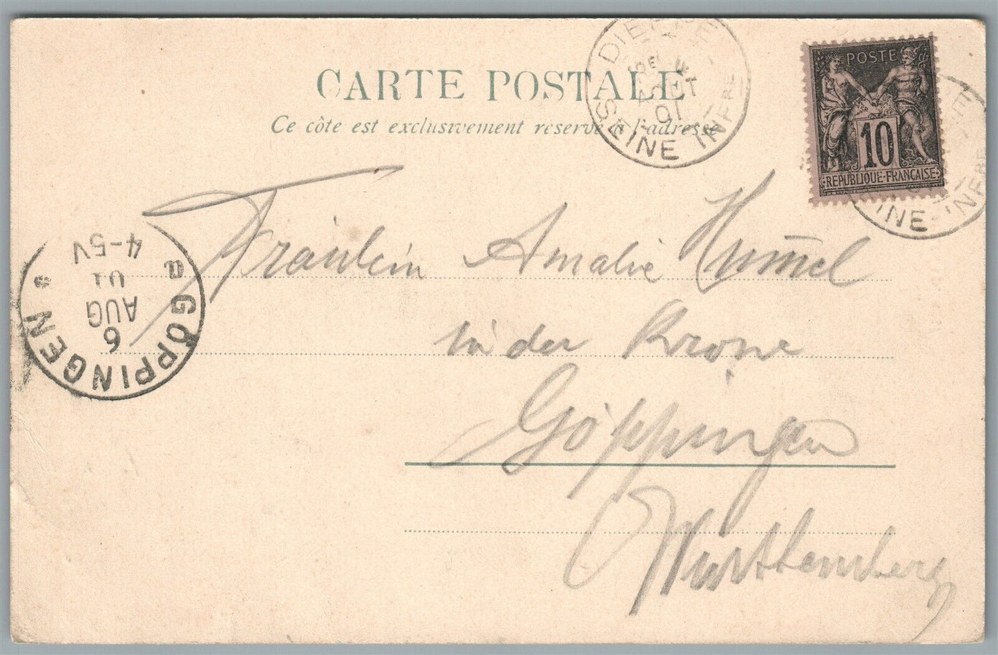 ITALY DIEPPE CASINO ANTIQUE POSTCARD w/ STAMP