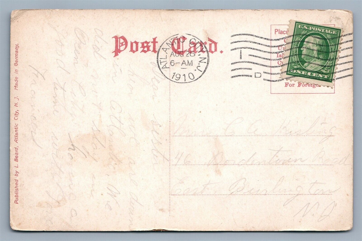 ATLANTIC CITY NJ PACIFIC AVE. ST.NICHOLAS CHURCH ANTIQUE POSTCARD
