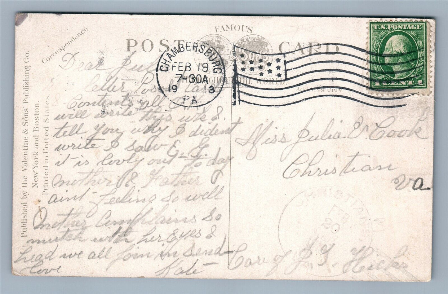 CHAMBERSBURG PA MAIN STREET ANTIQUE POSTCARD