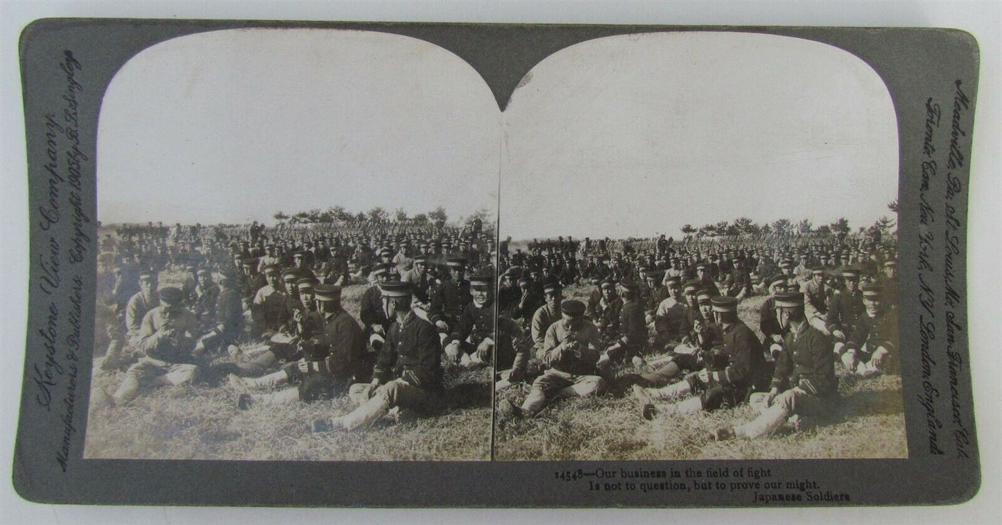 JAPANESE SOLDIERS at REST STEREOVIEW PHOTO RUSSIA JAPAN WAR