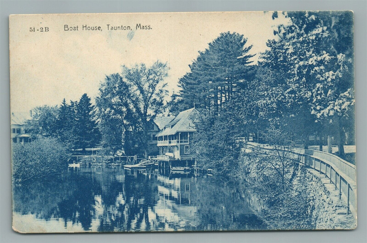 TAUNTON MA BOAT HOUSE ANTIQUE POSTCARD