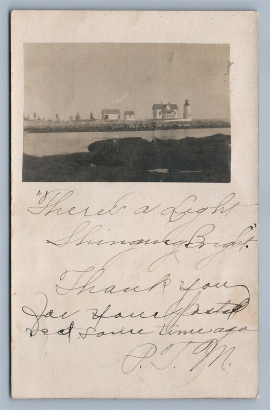 PROSPECT HARBOR ME LIGHTHOUSE 1905 ANTIQUE REAL PHOTO POSTCARD RPPC