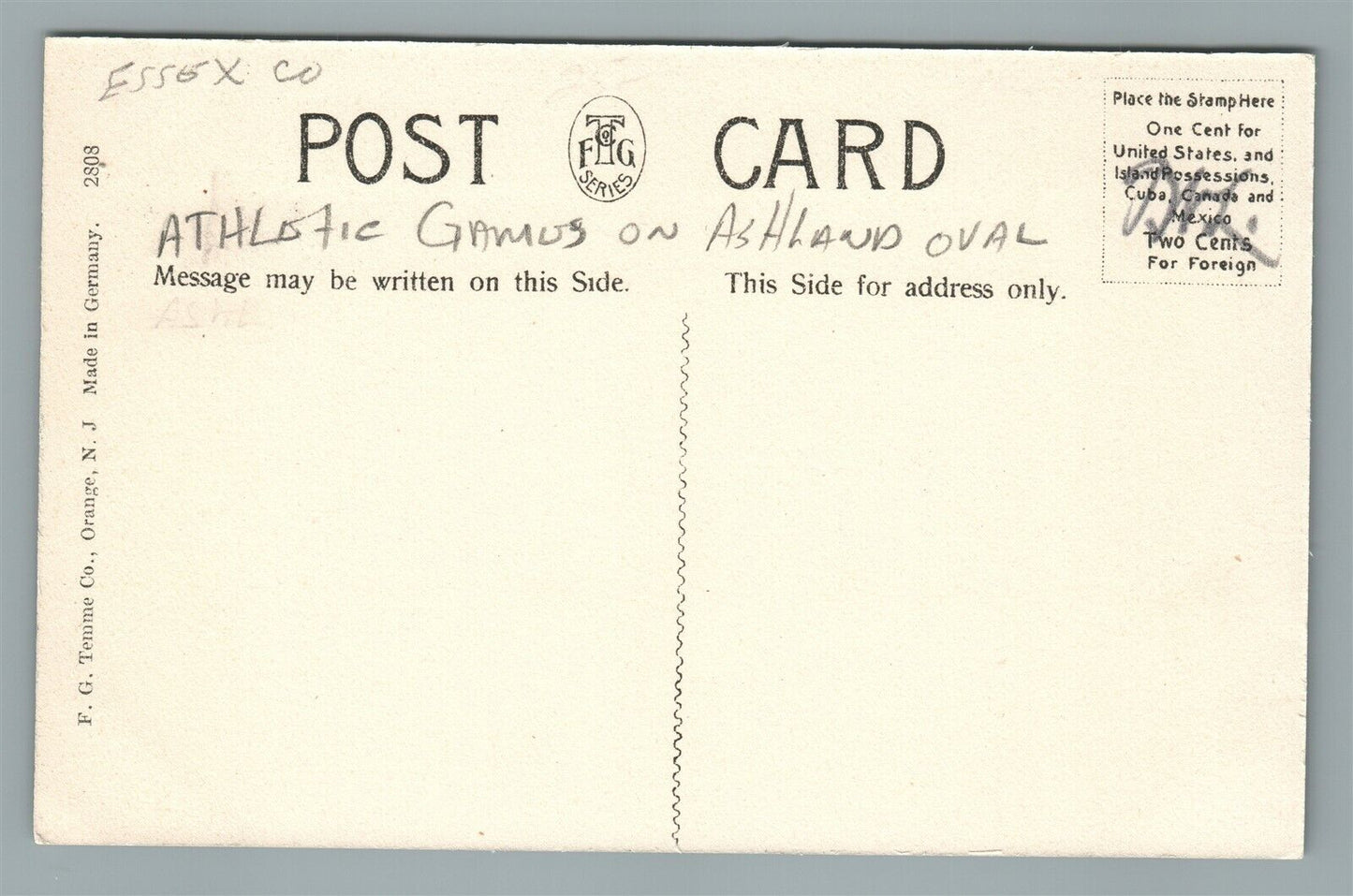 EAST ORANGE NJ ATHLETIC GAMES ON ASHLAND OVAL ANTIQUE POSTCARD