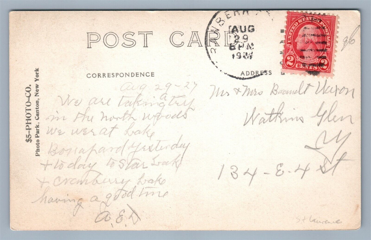 CRANBERRY LAKE NY VINTAGE REAL PHOTO POSTCARD RPPC