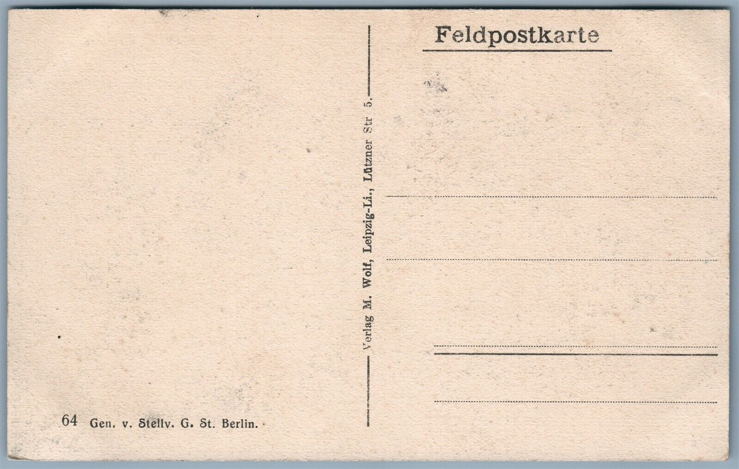 ST.S FRANCE ANTIQUE GERMAN WWI FELDPOSTKARTE POSTCARD