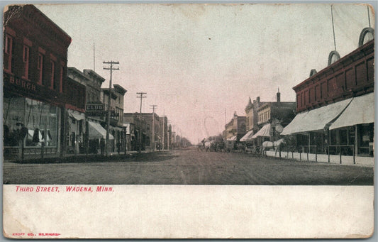 WADENA MN THIRD STREET ANTIQUE POSTCARD