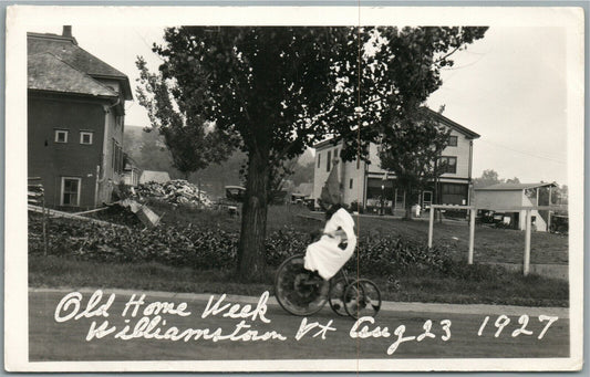 WILLIAMSTOWN VT OLD HOME WEEK CLOWN on TRICYCLE ANTIQUE REAL PHOTO POSTCARD RPPC