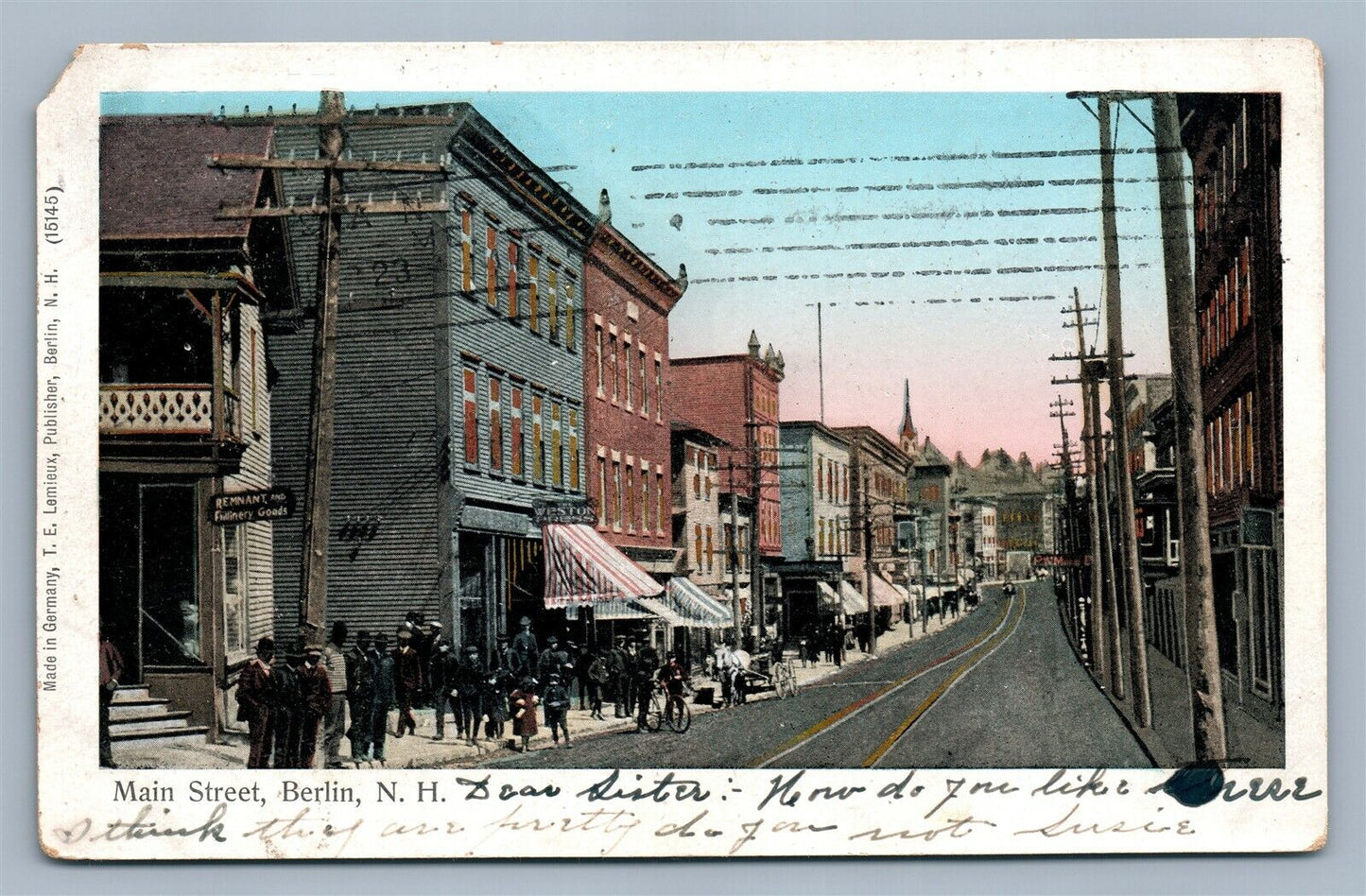 BERLIN NH MAIN STREET ANTIQUE POSTCARD