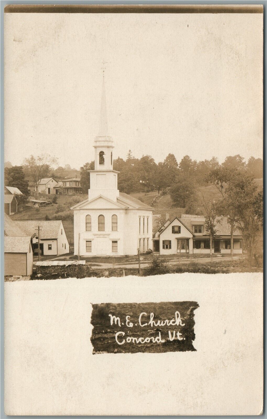 CONCORD VT M.E. CHURCH ANTIQUE REAL PHOTO POSTCARD RPPC