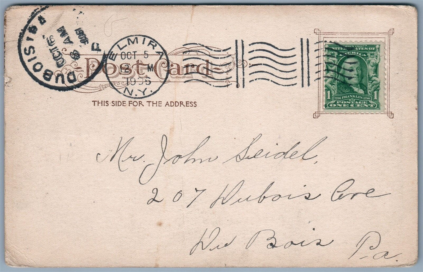 ELMIRA NY EAST WATER STREET 1906 UNDIVIED ANTIQUE POSTCARD