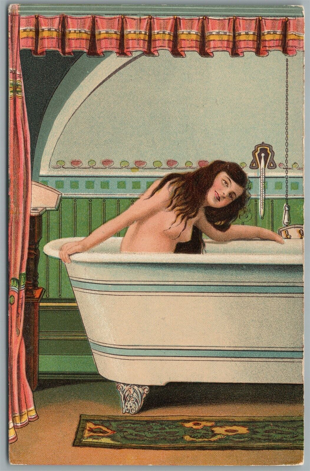 BEAUTY BATH TAKING ANTIQUE POSTCARD