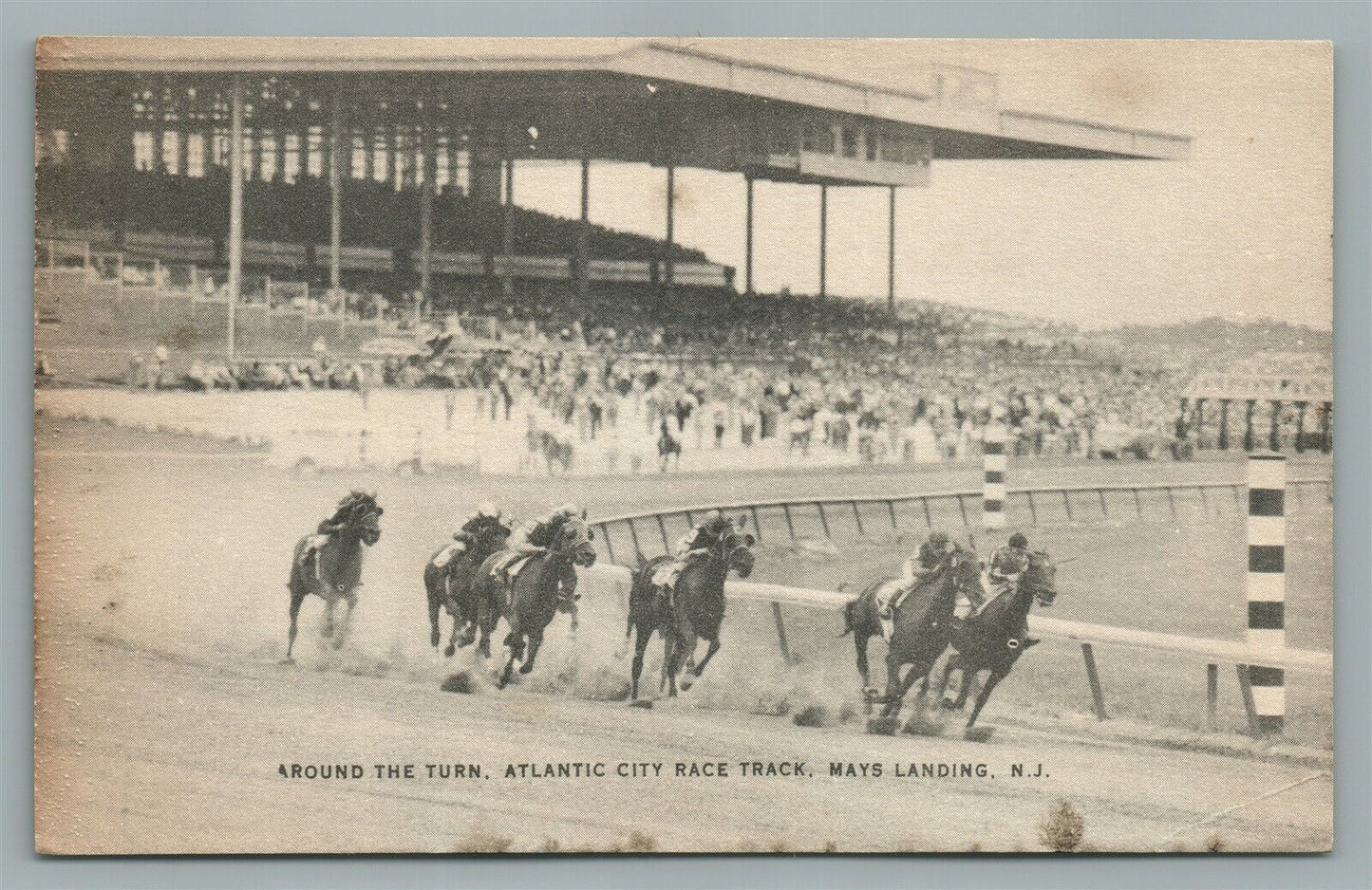 MAY'S LANDING NJ ATLANTIC CITY RACE TRACK VINTAGE POSTCARD