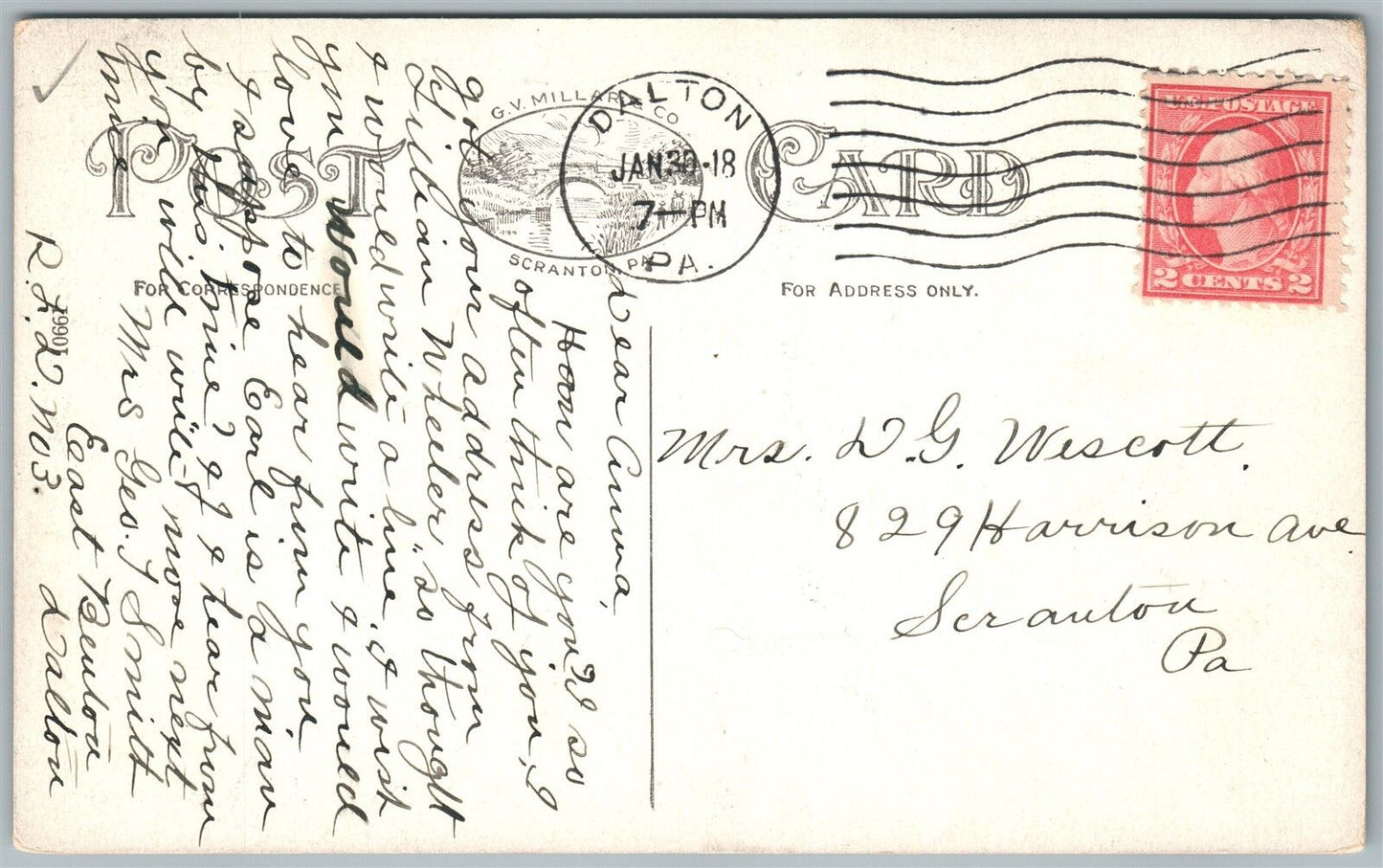 FLEETVILLE PA MAIN STREET 1918 ANTIQUE POSTCARD