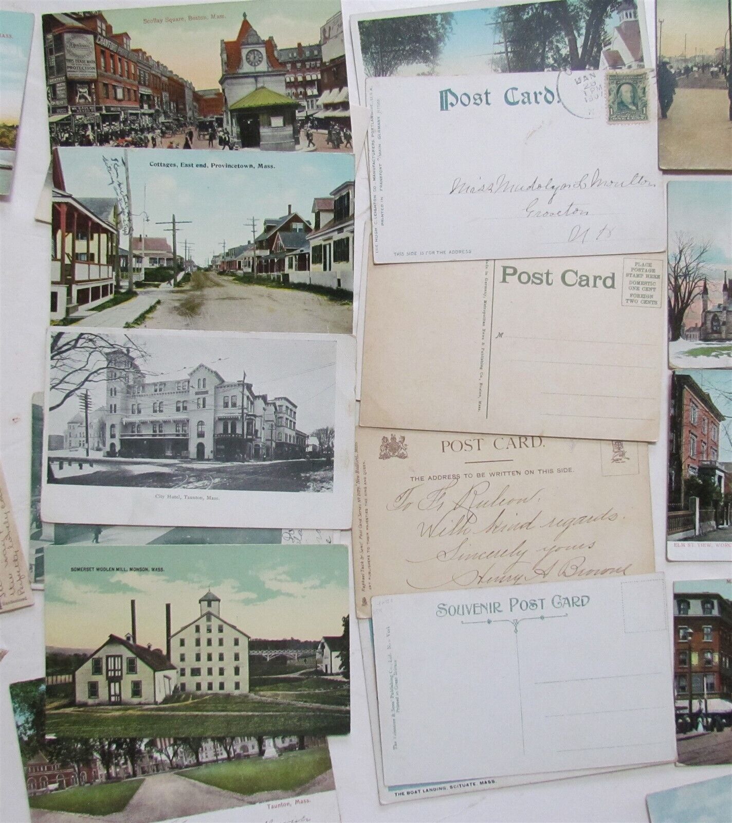 MASSACHUSETTS lot of 47 MA ANTIQUE POSTCARDS