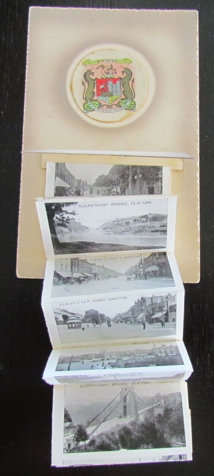 BRISTOL UK LANDMARKS ANTIQUE POSTCARD w/ FOLDING PICTURES