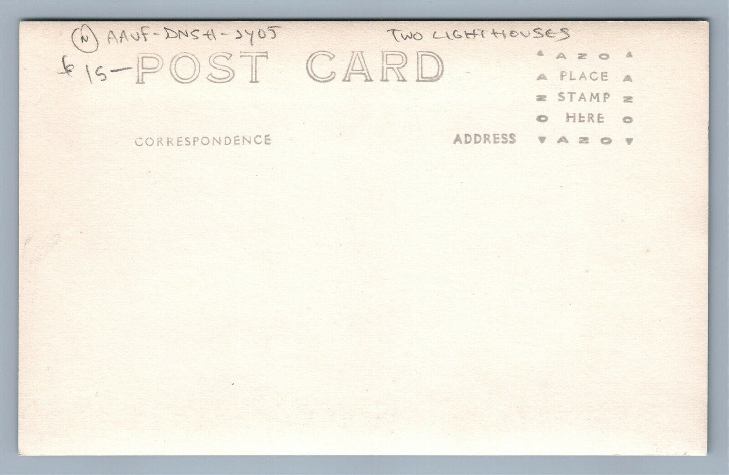 TWO LIGHTHOUSES ANTIQUE REAL PHOTO POSTCARD RPPC