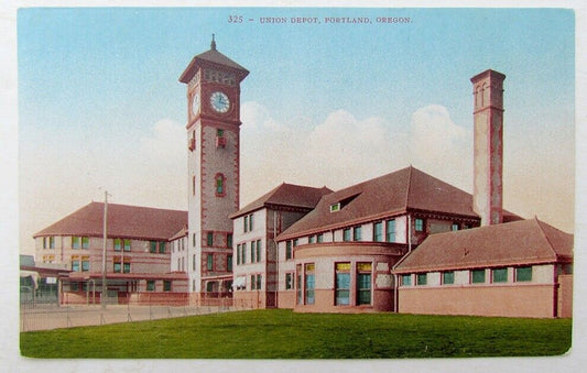 VINTAGE POSTCARD UNION DEPOT PORTLAND OREGON railroad railway station
