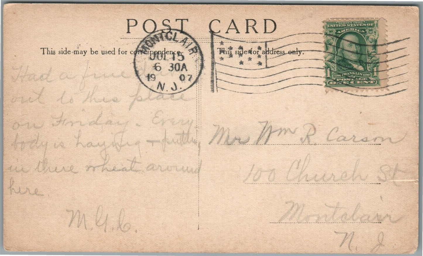 BLOOMSBURY NJ BIRDS EYE VIEW ANTIQUE POSTCARD