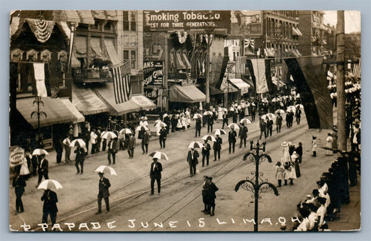LIMA OH STREET PARADE ANTIQUE REAL PHOTO POSTCARD RPPC