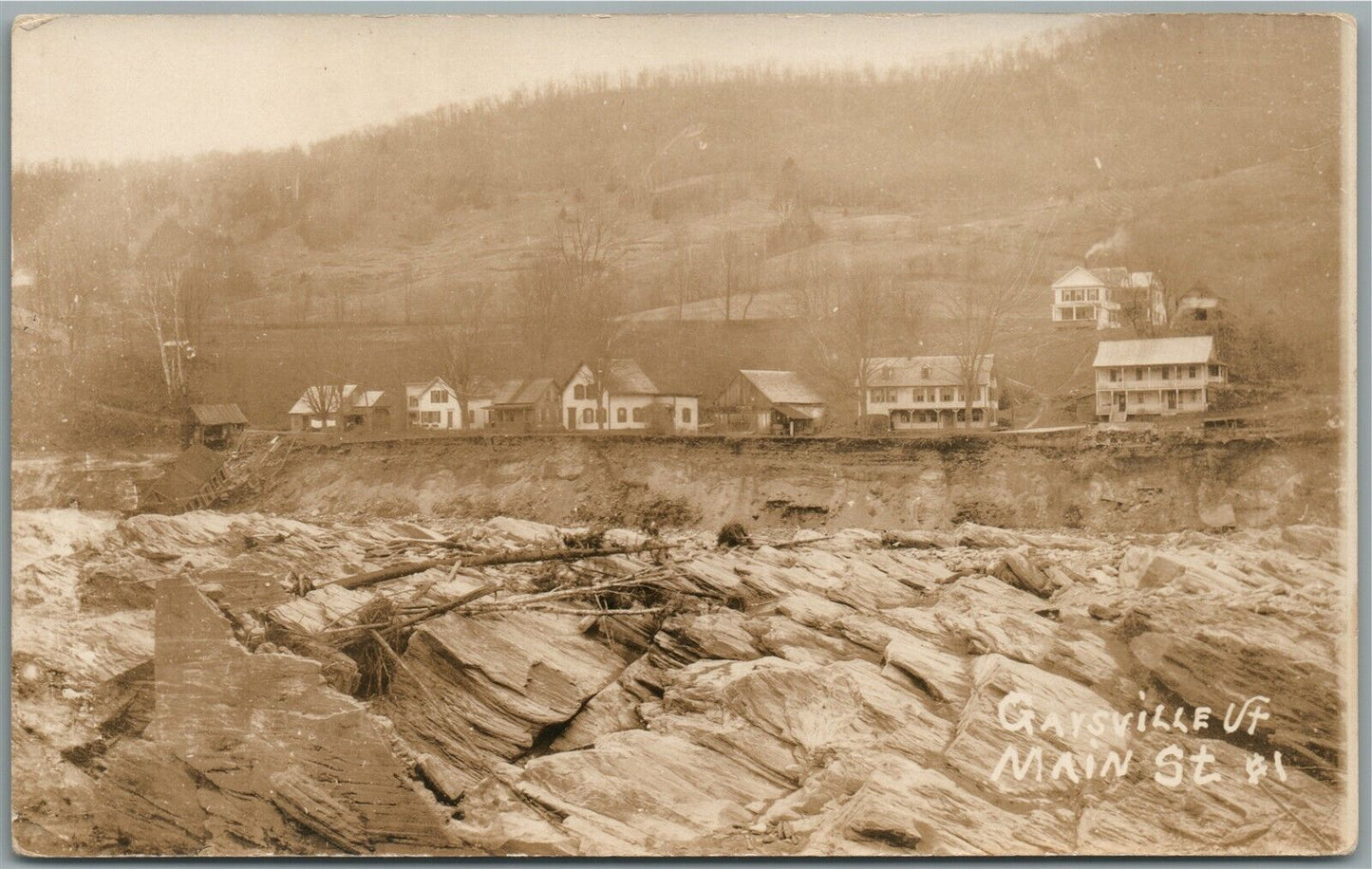 GAYSVILLE VT MAIN STREET ANTIQUE REAL PHOTO POSTCARD RPPC