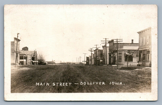 DOLLIVER IA MAIN STREET ANTIQUE REAL PHOTO POSTCARD RPPC