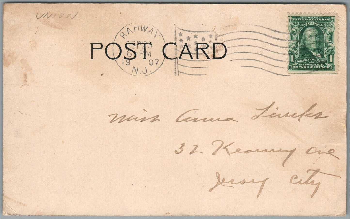 RAHWAY NJ COLUMBIAN SCHOOL ANTIQUE POSTCARD