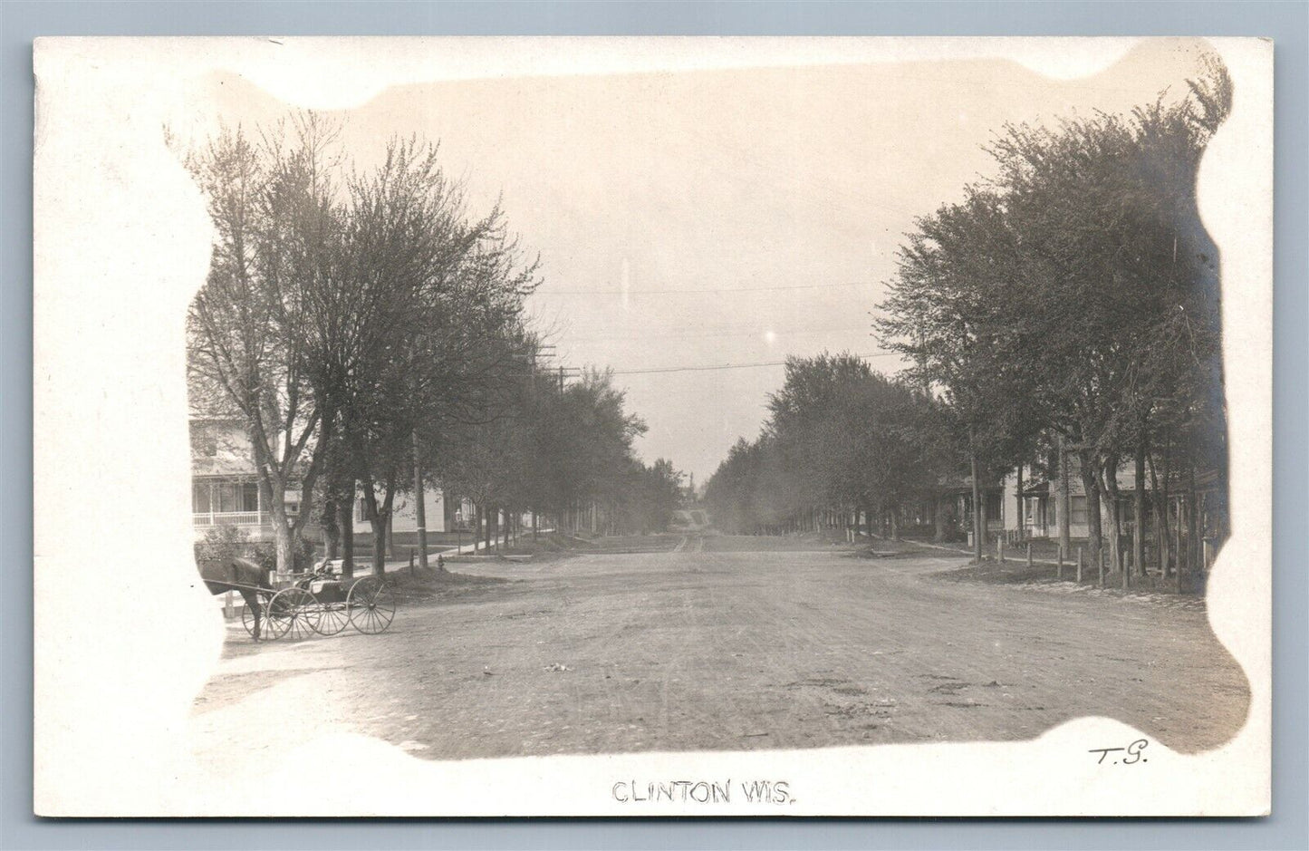 CLINTON WI STREET SCENE ANTIQUE REAL PHOTO POSTCARD RPPC