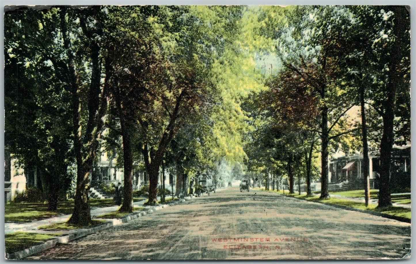ELIZABETH NJ WESTMINSTER AVENUE 1921 ANTIQUE POSTCARD