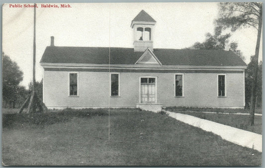 BALDWIN MI PUBLIC SCHOOL ANTIQUE POSTCARD