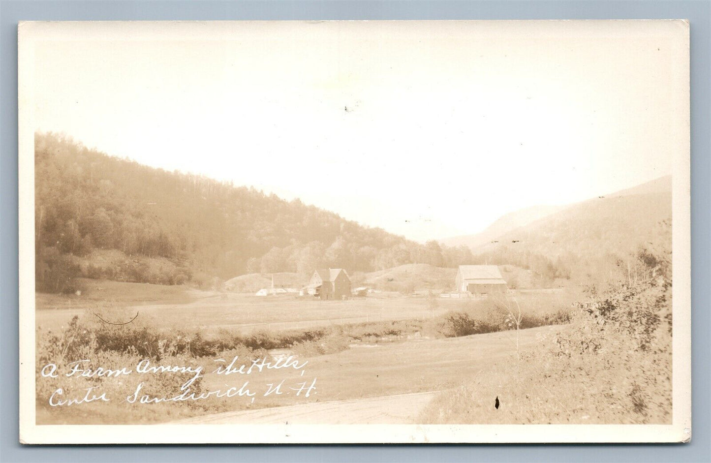 CENTER SANDWICH NH FARM AMONG THE HILL ANTIQUE REAL PHOTO POSTCARD RPPC