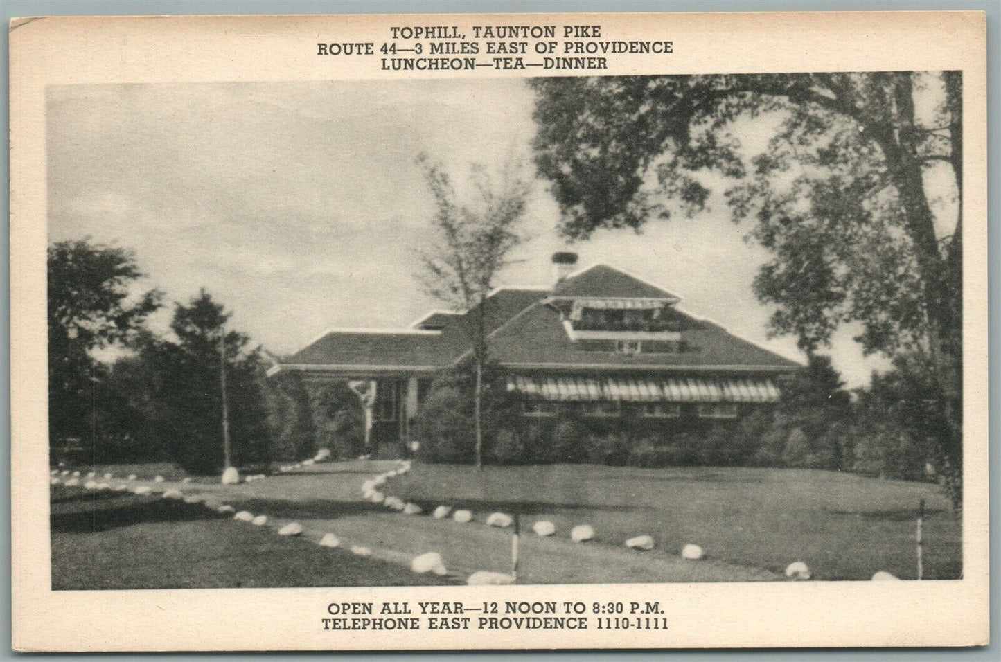 EAST PROVIDENCE RI TOPHILL TAUNTON PIKE ANTIQUE POSTCARD