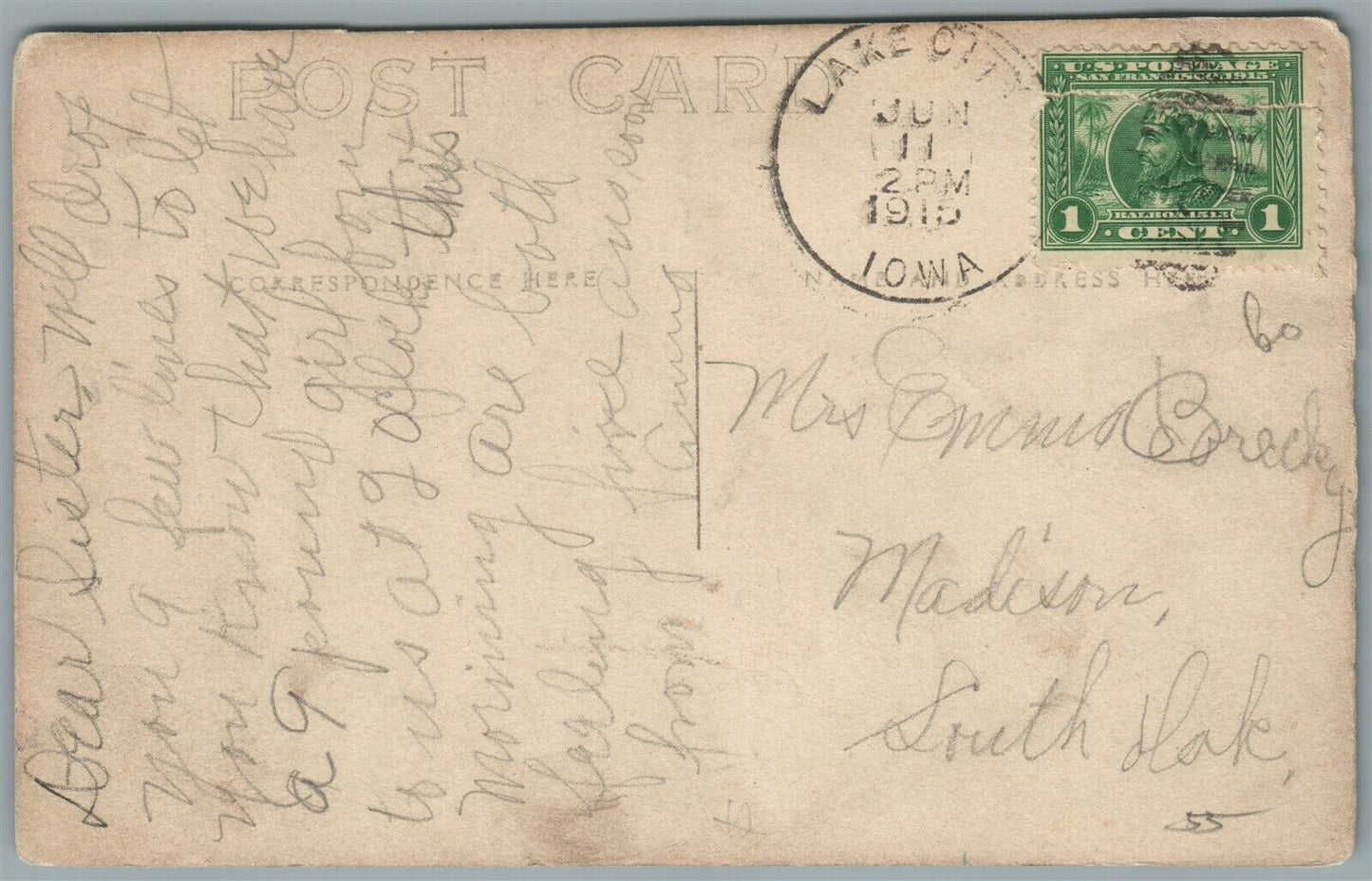 LAKE CITY IA STREET SCENE ANTIQUE REAL PHOTO POSTCARD RPPC