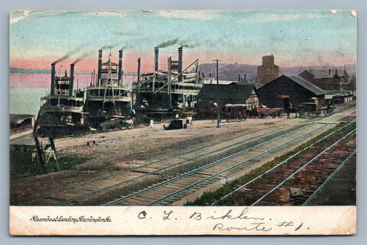 BURLINGTON IA STEAMBOAT LANDING ANTIQUE POSTCARD