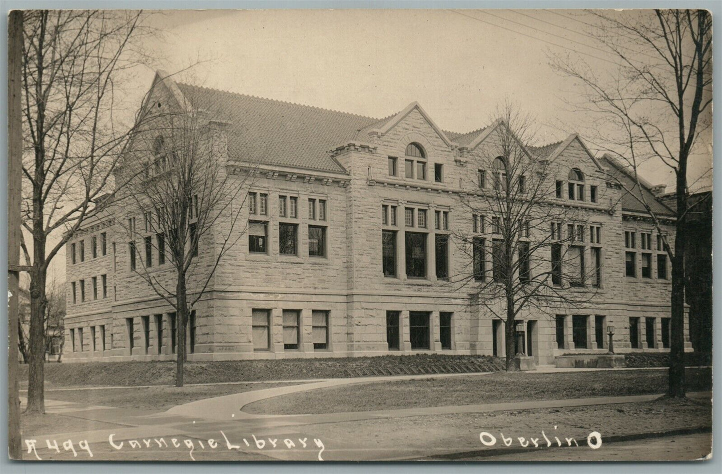 OBERLIN OH CARNEGIE LIBRARY ANTIQUE REAL PHOTO POSTCARD RPPC