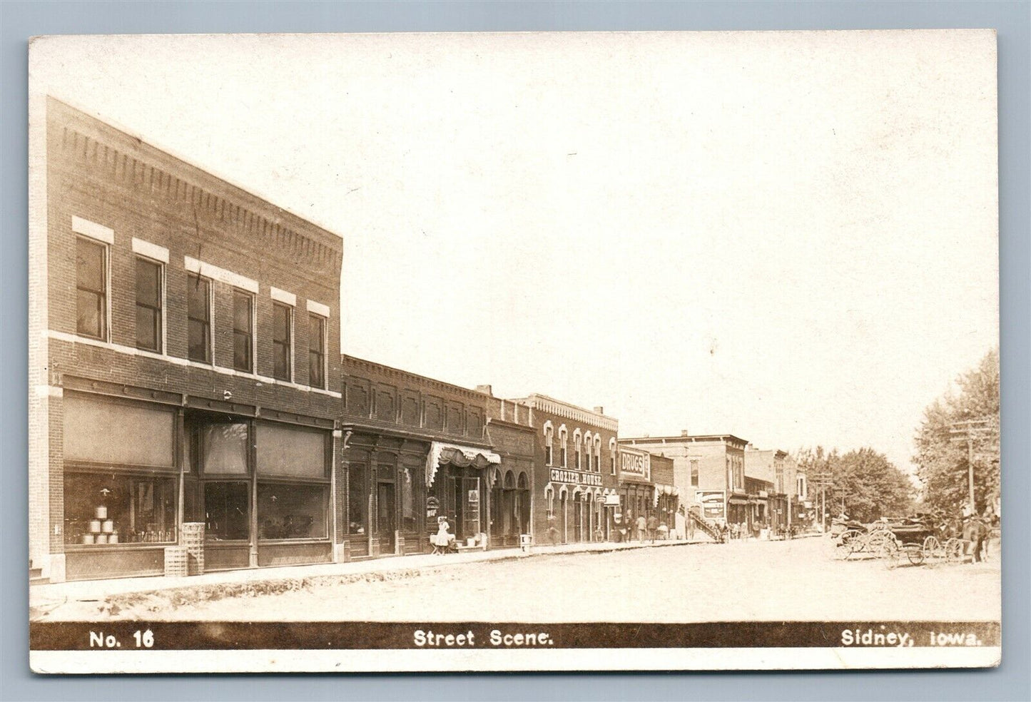SIDNEY IA STREET SCENE ANTIQUE REAL PHOTO POSTCARD RPPC