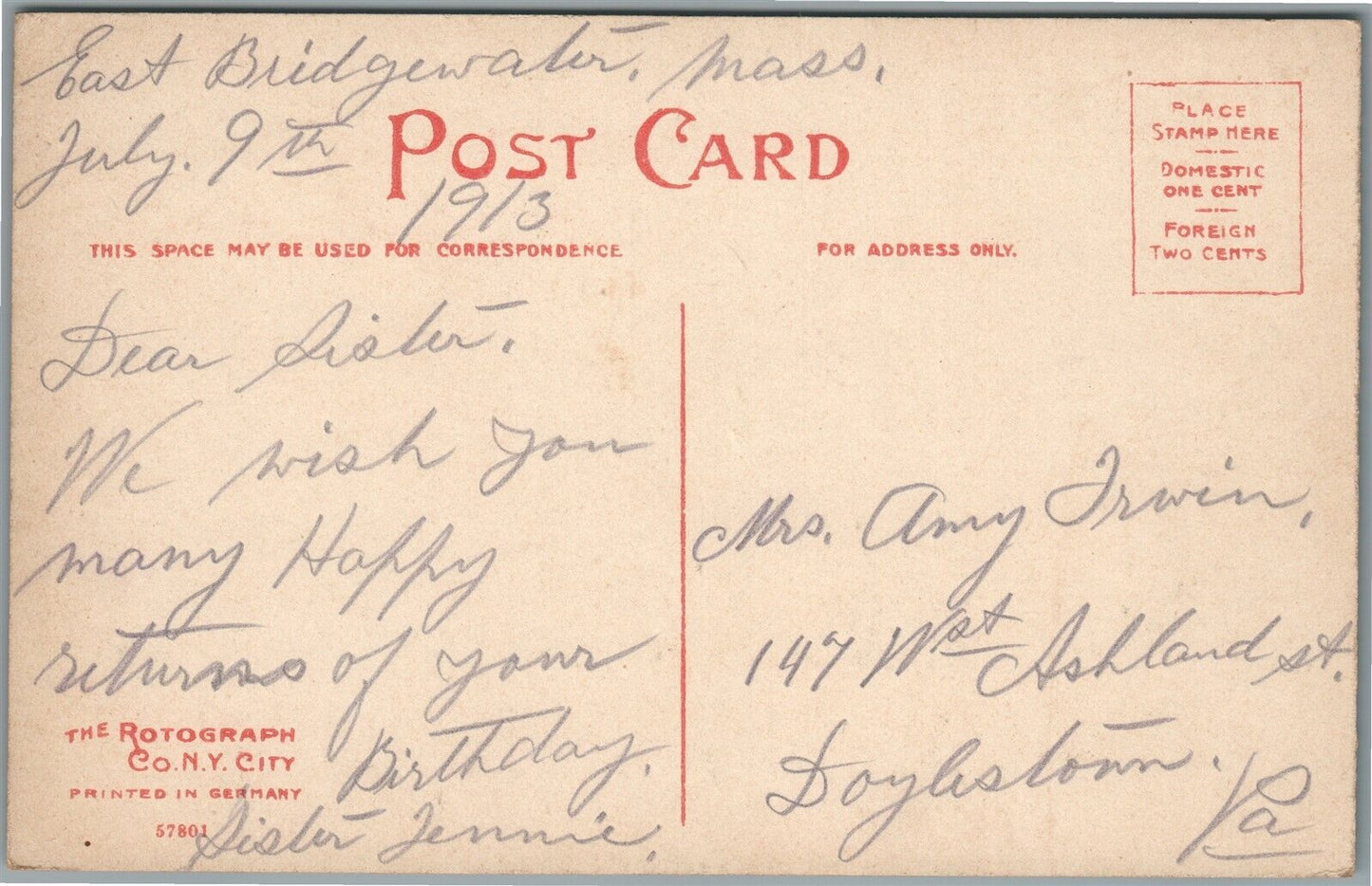 BROCKTON MA MAIN STREET ANTIQUE POSTCARD