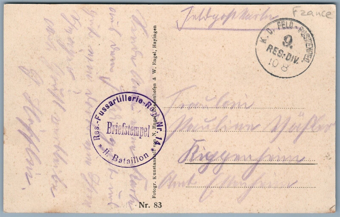 WESTLICHER KRIEGSSCHAUPLATZ IVOIRY FRANCE FELDPOST GERMAN ANTIQUE POSTCARD